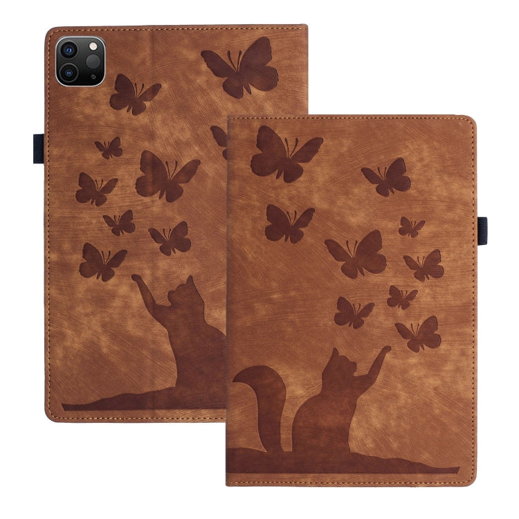 나비 고양이 엠보싱 가죽 태블릿 케이스, iPad Air 13 2026 / 2025 / 2024용, iPad Air 11 2026 / 2025 / 2024용, iPad Pro 13 2025 / 2024용, iPad Pro 11 2025 / 2024용, iPad mini 2024 / 2021용