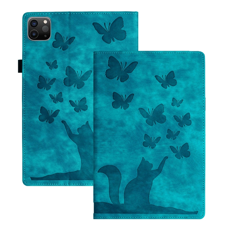 나비 고양이 엠보싱 가죽 태블릿 케이스, iPad Air 13 2026 / 2025 / 2024용, iPad Air 11 2026 / 2025 / 2024용, iPad Pro 13 2025 / 2024용, iPad Pro 11 2025 / 2024용, iPad mini 2024 / 2021용