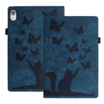 나비 고양이 엠보싱 가죽 태블릿 케이스, iPad Air 13 2026 / 2025 / 2024용, iPad Air 11 2026 / 2025 / 2024용, iPad Pro 13 2025 / 2024용, iPad Pro 11 2025 / 2024용, iPad mini 2024 / 2021용