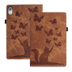 나비 고양이 엠보싱 가죽 태블릿 케이스, iPad Air 13 2026 / 2025 / 2024용, iPad Air 11 2026 / 2025 / 2024용, iPad Pro 13 2025 / 2024용, iPad Pro 11 2025 / 2024용, iPad mini 2024 / 2021용
