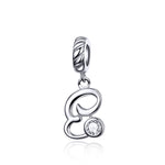 S925 Sterling Silver 26 English Letter Beads DIY Bracelet Necklace Accessories, A, B, C, D, E, F, G, H, I, J, K, L, M, N, O, P, Q, R, S, T, U, V, W, X, Y, Z