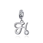 S925 Sterling Silver 26 English Letter Beads DIY Bracelet Necklace Accessories, A, B, C, D, E, F, G, H, I, J, K, L, M, N, O, P, Q, R, S, T, U, V, W, X, Y, Z