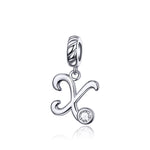 S925 Sterling Silver 26 English Letter Beads DIY Bracelet Necklace Accessories, A, B, C, D, E, F, G, H, I, J, K, L, M, N, O, P, Q, R, S, T, U, V, W, X, Y, Z