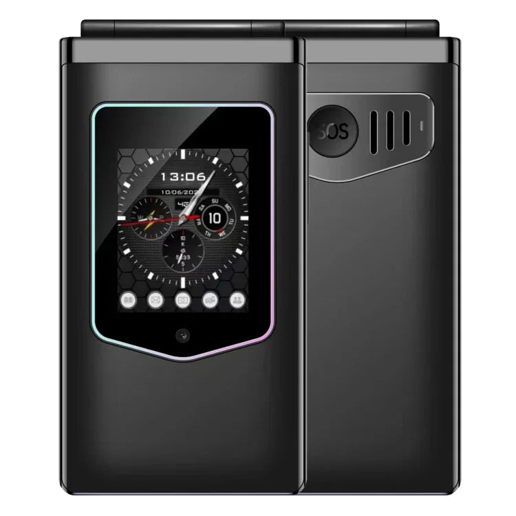 HAMTOD T8 4G 플립 폰, 2.8인치 + 1.77인치, VoLTE, BT, SOS, OTG, EU 버전