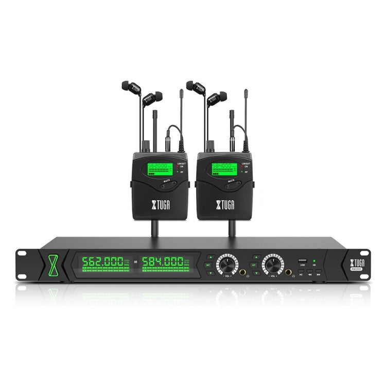 XTUGA RW2090 프로페셔널 무대용 무선 2채널 인이어 모니터링 시스템 2 in 1, 미국 플러그, 유럽 플러그, 호주 플러그, 영국 플러그