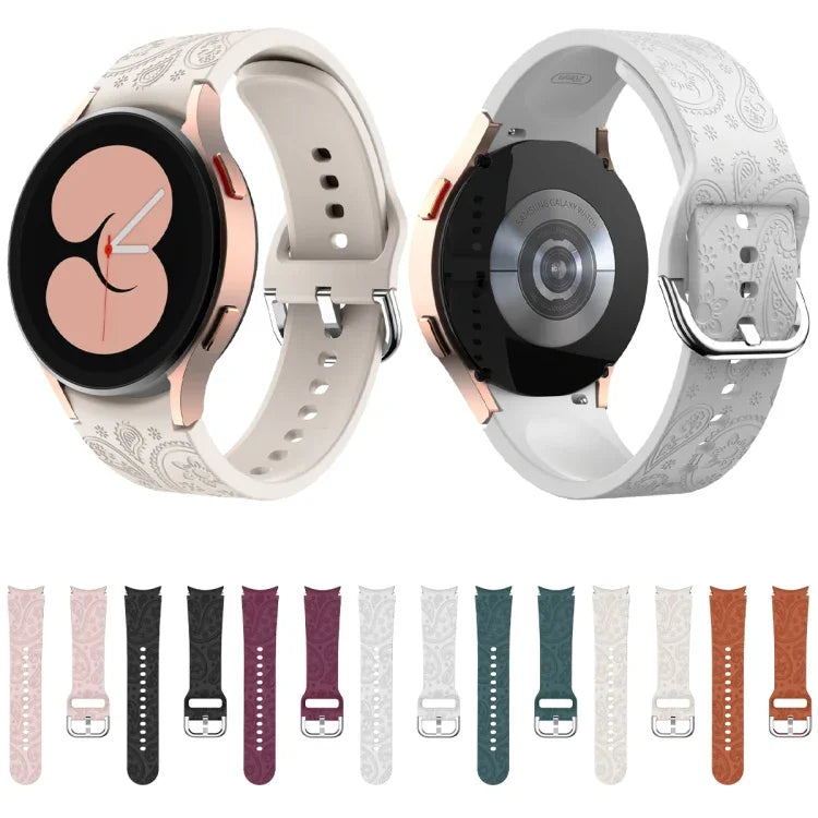 Ethnic Style Flowers Embossed Silicone Watch Band, For Samsung Galaxy Watch 6