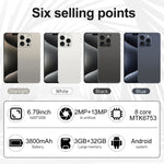 i15 Pro Max / VD1, 6.79 inch Screen, Face Identification, Android 8.1 MTK6753 Octa Core, Network: 4G, Dual SIM, 3GB+32GB