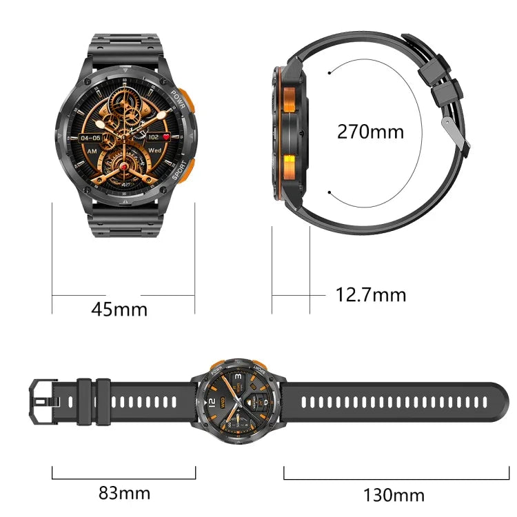 AK59 1.43 inch AMLOED Round Screen Steel Strap Smart Watch