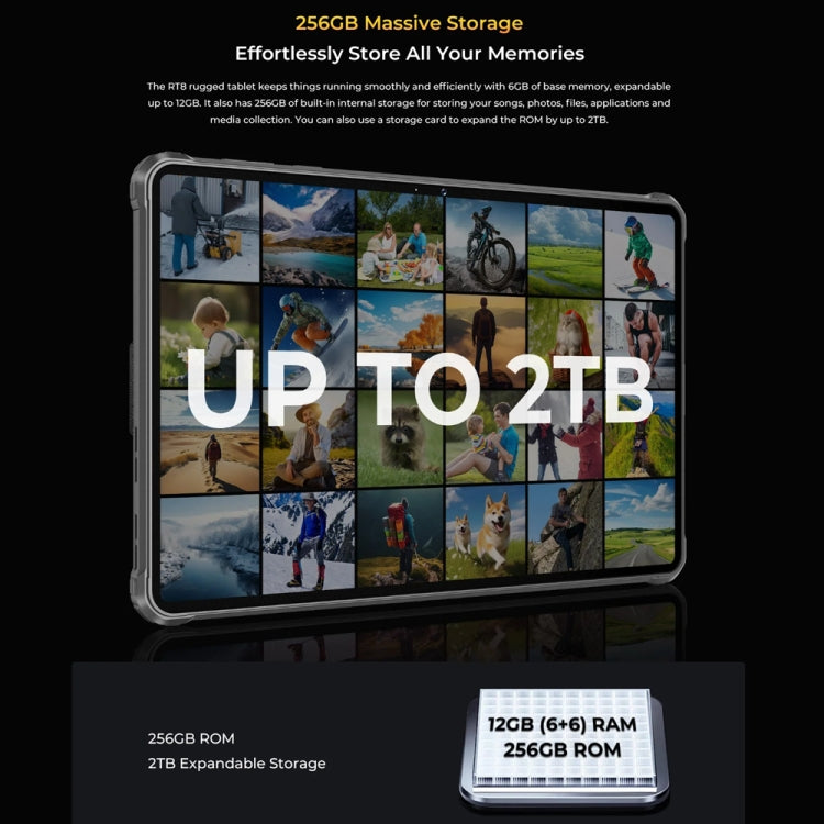 OUKITEL RT8 4G 네트워크 IP68/IP69K 러기드 태블릿, 11인치 안드로이드 13 MediaTek Helio G99 쿼드 코어 듀얼 SIM 지원, EU 플러그, RT8 6GB+256GB
