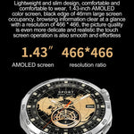 LEMFO HK4 1.43인치 AMOLED 원형 스크린 스마트워치, 블루투스 통화 지원