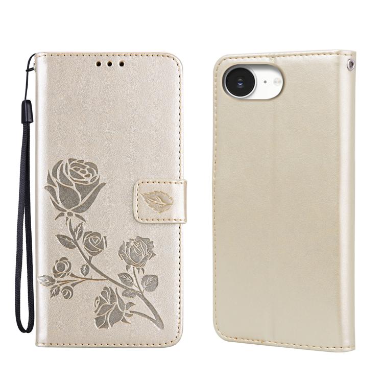 Rose Embossed Flip PU Leather Phone Case, For iPhone 17e / 16e, For iPhone 17 Pro Max, For iPhone 17 Pro, For iPhone 17, For iPhone 16 Pro Max, For iPhone 16 Pro, For iPhone 16 Plus, For iPhone 16, For iPhone 15 Pro Max