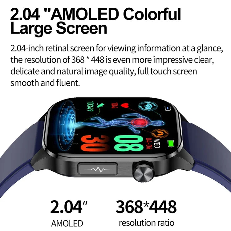 ET580 2.04인치 AMOLED 스크린 스포츠 스마트워치, 블루투스 통화 / 심전도 기능 지원