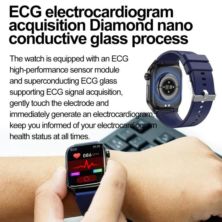 ET580 2.04인치 AMOLED 스크린 스포츠 스마트워치, 블루투스 통화 / 심전도 기능 지원
