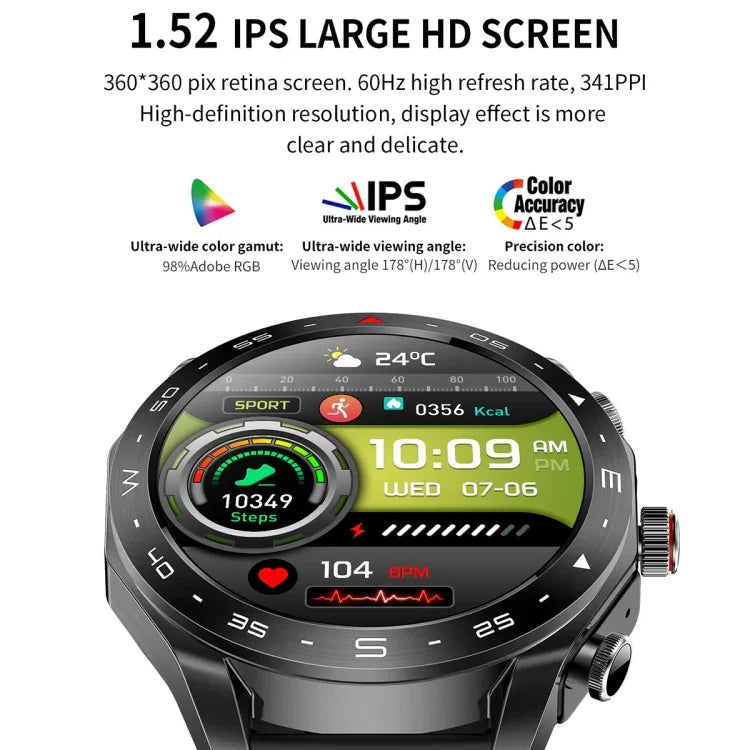 LEMFO T95 1.52인치 IPS 화면 2-in-1 블루투스 이어폰 스마트워치 건강 모니터링 지원