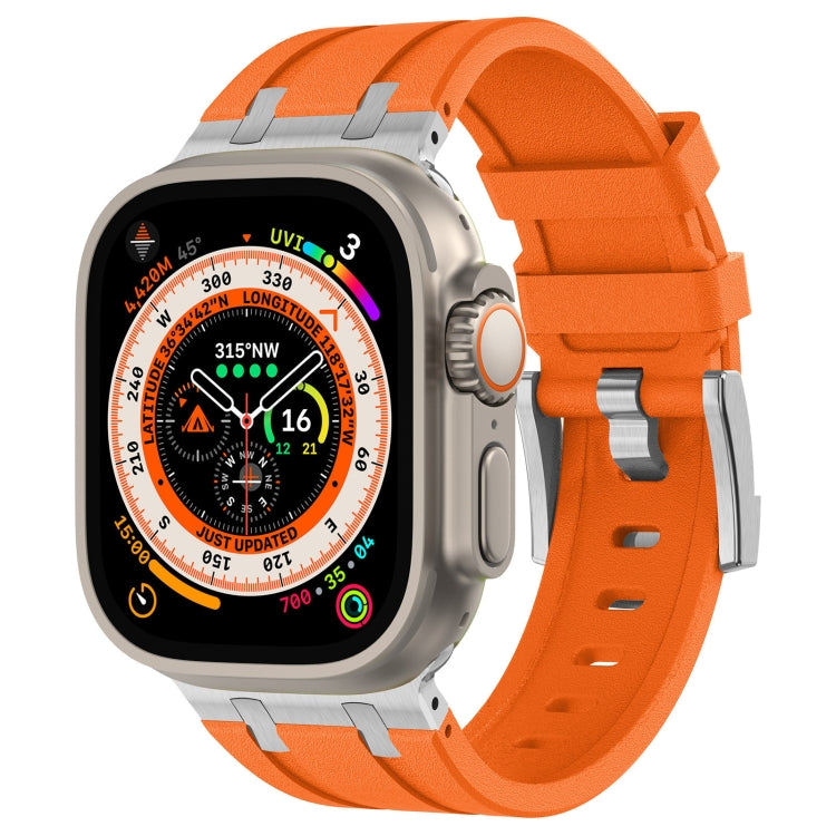 스톤 그레인 액체 실리콘 시계 밴드, Apple Watch SE 2023 44mm용, Apple Watch Ultra 2 49mm용, Apple Watch 시리즈 9 45mm용, Apple Watch Ultra 49mm용