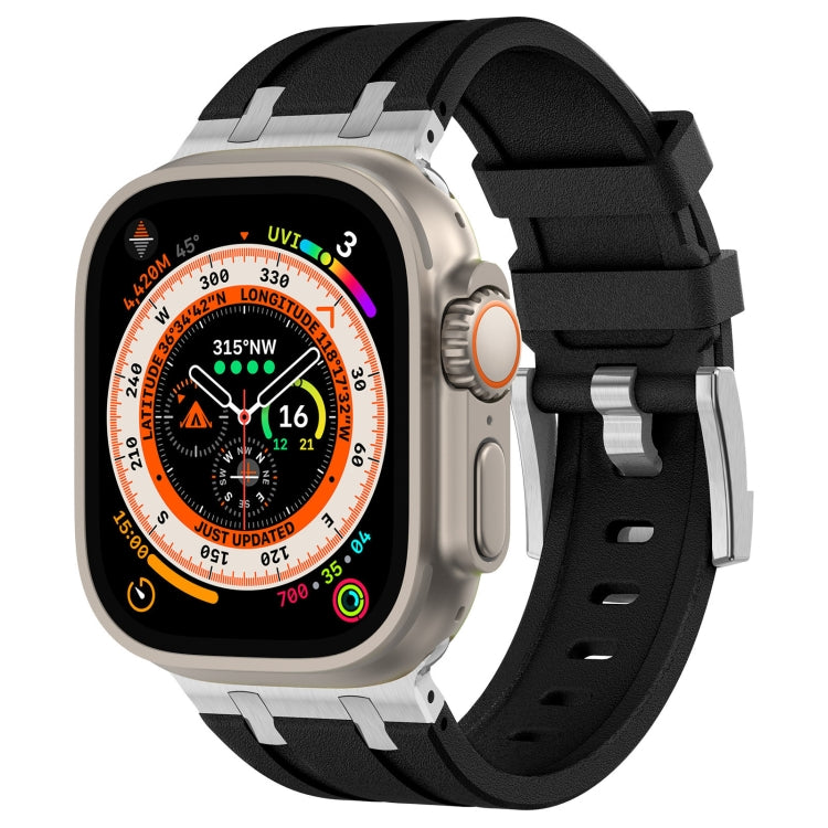 스톤 그레인 액체 실리콘 시계 밴드, Apple Watch SE 2023 44mm용, Apple Watch Ultra 2 49mm용, Apple Watch 시리즈 9 45mm용, Apple Watch Ultra 49mm용
