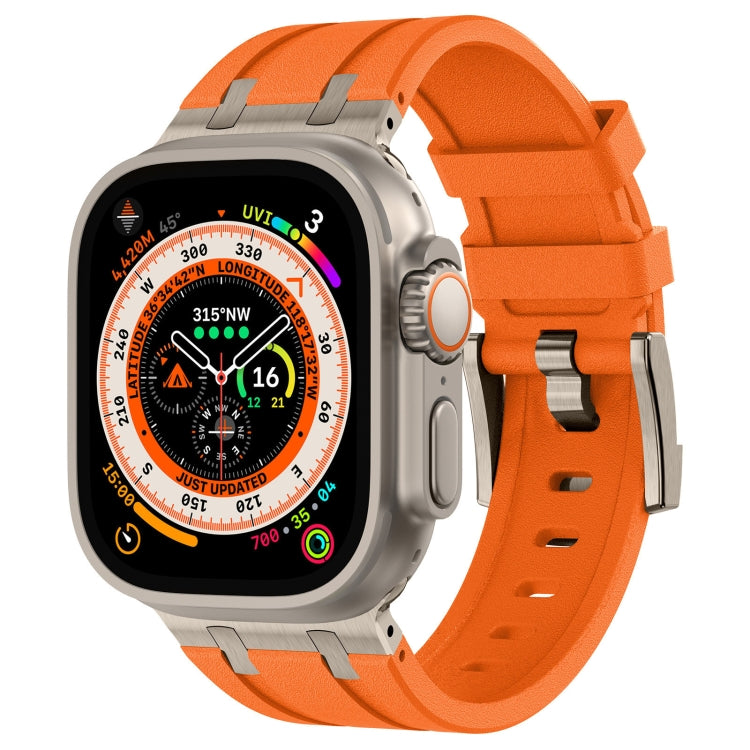 스톤 그레인 액체 실리콘 시계 밴드, Apple Watch SE 2023 44mm용, Apple Watch Ultra 2 49mm용, Apple Watch 시리즈 9 45mm용, Apple Watch Ultra 49mm용