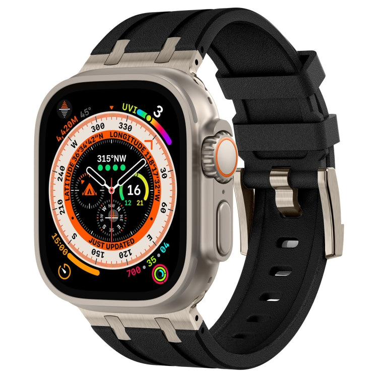스톤 그레인 액체 실리콘 시계 밴드, Apple Watch SE 2023 44mm용, Apple Watch Ultra 2 49mm용, Apple Watch 시리즈 9 45mm용, Apple Watch Ultra 49mm용