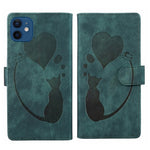 펜 하트 고양이 엠보싱 가죽 휴대폰 케이스, iPhone 13 mini용, iPhone 12용, iPhone 12 Pro Max용, iPhone 12 Pro용, iPhone 12 mini용, iPhone 11 Pro Max용, iPhone 11용, iPhone 11 Pro용