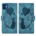 펜 하트 고양이 엠보싱 가죽 휴대폰 케이스, iPhone 13 mini용, iPhone 12용, iPhone 12 Pro Max용, iPhone 12 Pro용, iPhone 12 mini용, iPhone 11 Pro Max용, iPhone 11용, iPhone 11 Pro용