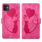 펜 하트 고양이 엠보싱 가죽 휴대폰 케이스, iPhone 13 mini용, iPhone 12용, iPhone 12 Pro Max용, iPhone 12 Pro용, iPhone 12 mini용, iPhone 11 Pro Max용, iPhone 11용, iPhone 11 Pro용