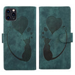 펜 하트 고양이 엠보싱 가죽 휴대폰 케이스, iPhone 13 mini용, iPhone 12용, iPhone 12 Pro Max용, iPhone 12 Pro용, iPhone 12 mini용, iPhone 11 Pro Max용, iPhone 11용, iPhone 11 Pro용