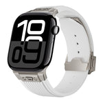 Vertical Texture Titanium Buckle Elastic Silicone Watch Band, For Apple Watch Series 10 46mm, For Apple Watch Series 10 42mm, For Apple Watch SE 2023 44mm, For Apple Watch Ultra 2 49mm, For Apple Watch Series 9 45mm, For Apple Watch Ultra 49mm         ...