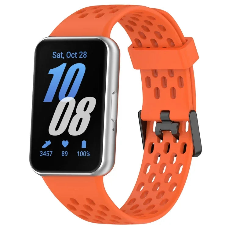 Hole Style Dual Buckle Silicone Watch Band, For Samsung Galaxy Fit 3