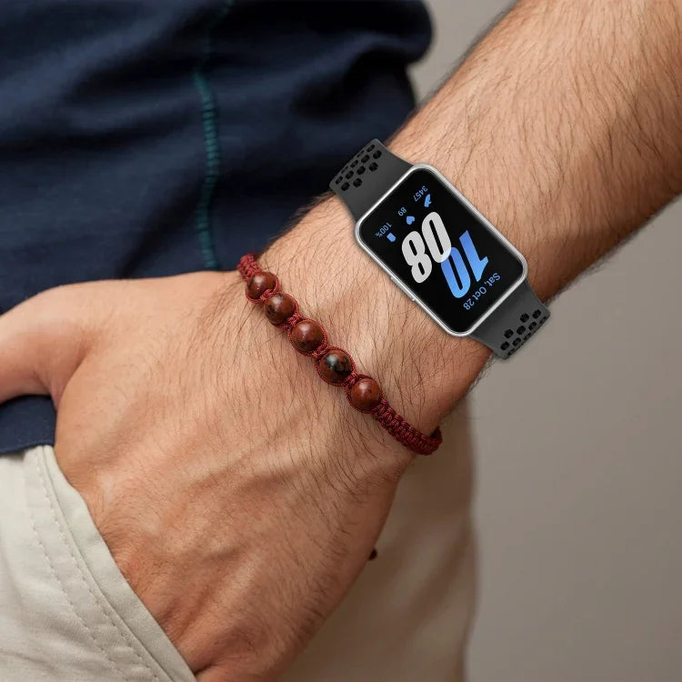 Hole Style Dual Buckle Silicone Watch Band, For Samsung Galaxy Fit 3