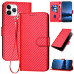 YX0070 카본 파이버 버클 가죽 휴대폰 케이스와 스트랩, iPhone 12 mini용, iPhone 11 Pro Max용, iPhone 11용, iPhone 11 Pro용, iPhone X / XS용, iPhone XR용
