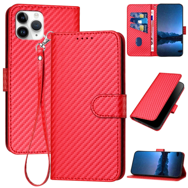 YX0070 카본 파이버 버클 가죽 휴대폰 케이스와 스트랩, iPhone 12 mini용, iPhone 11 Pro Max용, iPhone 11용, iPhone 11 Pro용, iPhone X / XS용, iPhone XR용
