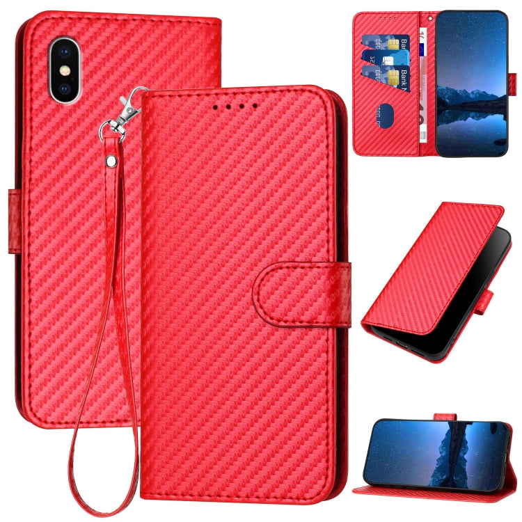 YX0070 카본 파이버 버클 가죽 휴대폰 케이스와 스트랩, iPhone 12 mini용, iPhone 11 Pro Max용, iPhone 11용, iPhone 11 Pro용, iPhone X / XS용, iPhone XR용