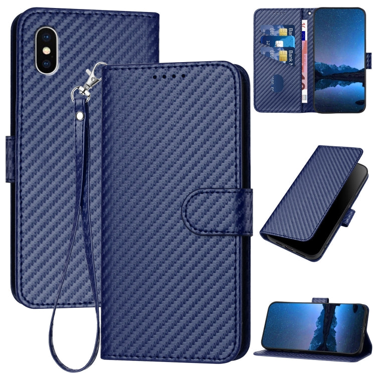 YX0070 카본 파이버 버클 가죽 휴대폰 케이스와 스트랩, iPhone 12 mini용, iPhone 11 Pro Max용, iPhone 11용, iPhone 11 Pro용, iPhone X / XS용, iPhone XR용