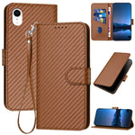 YX0070 카본 파이버 버클 가죽 휴대폰 케이스와 스트랩, iPhone 12 mini용, iPhone 11 Pro Max용, iPhone 11용, iPhone 11 Pro용, iPhone X / XS용, iPhone XR용