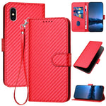 YX0070 탄소 섬유 버클 가죽 휴대폰 케이스와 스트랩, iPhone XS Max용, iPhone 8 Plus / 7 Plus용