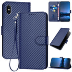 YX0070 탄소 섬유 버클 가죽 휴대폰 케이스와 스트랩, iPhone XS Max용, iPhone 8 Plus / 7 Plus용