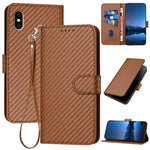 YX0070 탄소 섬유 버클 가죽 휴대폰 케이스와 스트랩, iPhone XS Max용, iPhone 8 Plus / 7 Plus용