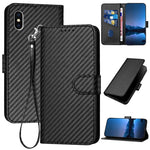 YX0070 탄소 섬유 버클 가죽 휴대폰 케이스와 스트랩, iPhone XS Max용, iPhone 8 Plus / 7 Plus용