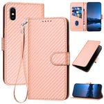 YX0070 탄소 섬유 버클 가죽 휴대폰 케이스와 스트랩, iPhone XS Max용, iPhone 8 Plus / 7 Plus용