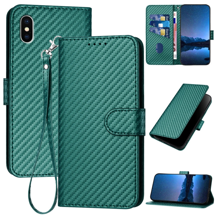 YX0070 탄소 섬유 버클 가죽 휴대폰 케이스와 스트랩, iPhone XS Max용, iPhone 8 Plus / 7 Plus용