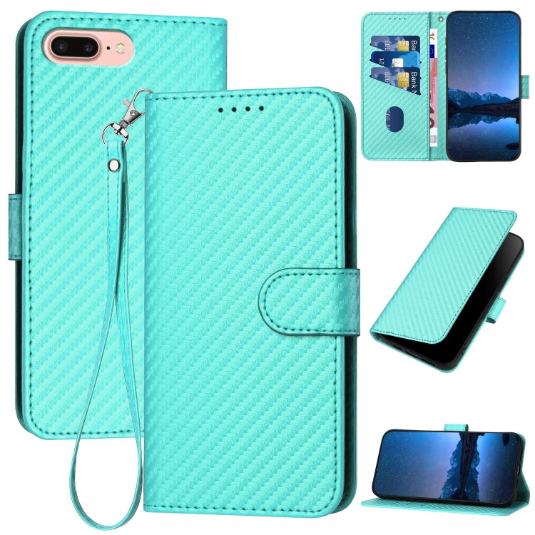 YX0070 탄소 섬유 버클 가죽 휴대폰 케이스와 스트랩, iPhone XS Max용, iPhone 8 Plus / 7 Plus용