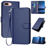 YX0070 탄소 섬유 버클 가죽 휴대폰 케이스와 스트랩, iPhone XS Max용, iPhone 8 Plus / 7 Plus용