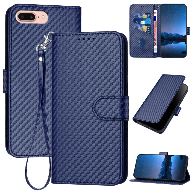 YX0070 탄소 섬유 버클 가죽 휴대폰 케이스와 스트랩, iPhone XS Max용, iPhone 8 Plus / 7 Plus용