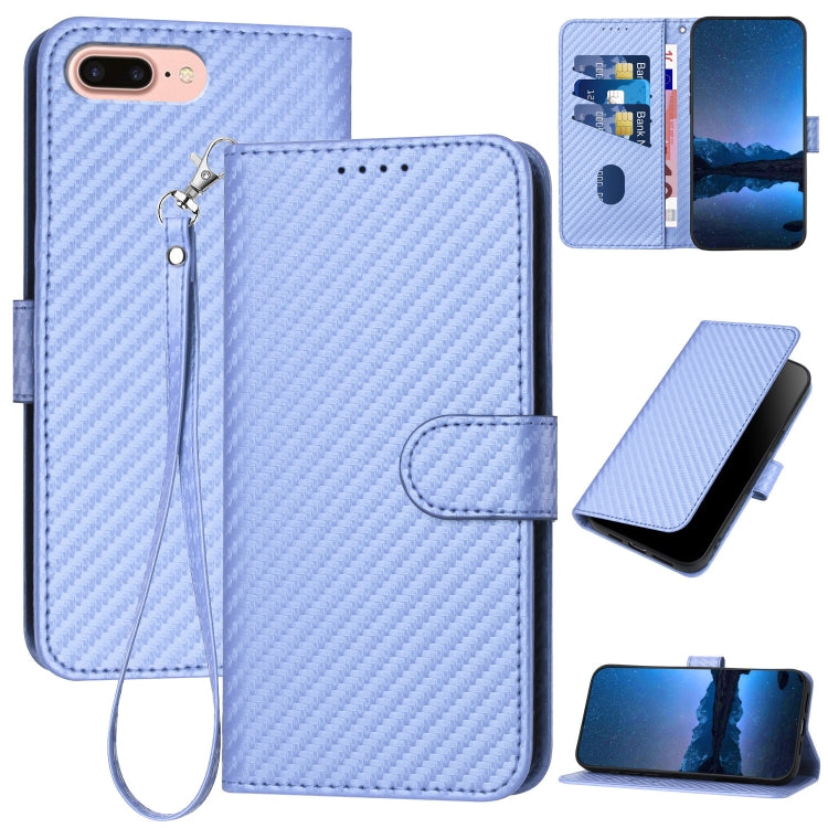 YX0070 탄소 섬유 버클 가죽 휴대폰 케이스와 스트랩, iPhone XS Max용, iPhone 8 Plus / 7 Plus용