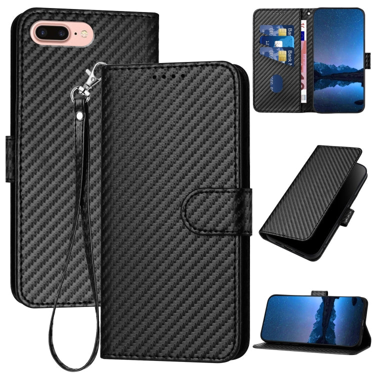 YX0070 탄소 섬유 버클 가죽 휴대폰 케이스와 스트랩, iPhone XS Max용, iPhone 8 Plus / 7 Plus용