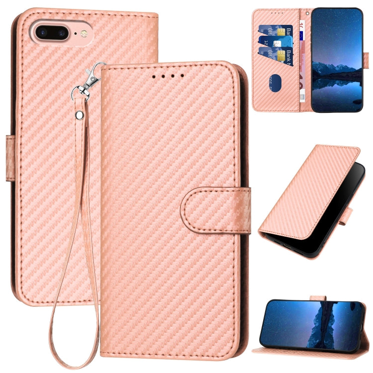 YX0070 탄소 섬유 버클 가죽 휴대폰 케이스와 스트랩, iPhone XS Max용, iPhone 8 Plus / 7 Plus용
