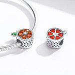 S925 Sterling Silver Fruit Red Pomelo Beads DIY Bracelet Necklace Accessories