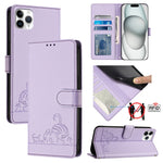 고양이 쥐 엠보스드 패턴 RFID 가죽 폰 케이스 목걸이 끈 포함, iPhone 13 mini용, iPhone 12/12 Pro용, iPhone 12 Pro Max용, iPhone 12 mini용, iPhone 11 Pro Max용, iPhone 11용, iPhone 11 Pro용, iPhone XS / X용