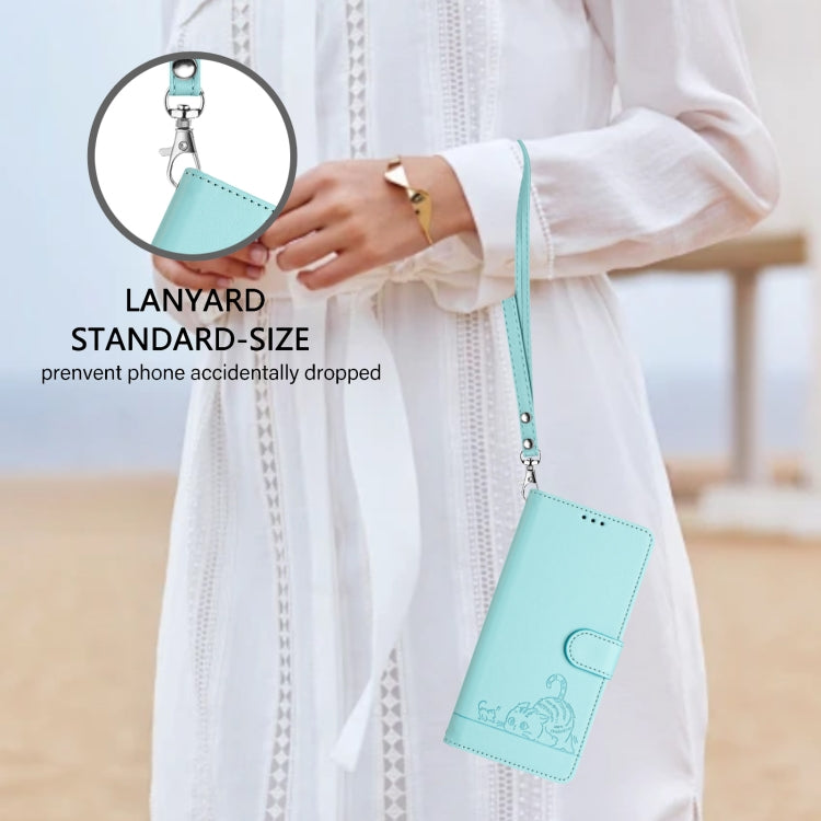 고양이 쥐 엠보스 패턴 RFID 가죽 휴대폰 케이스와 목걸이줄, 아이폰 XR용, 아이폰 XS 맥스용, 아이폰 8 플러스 / 7 플러스용