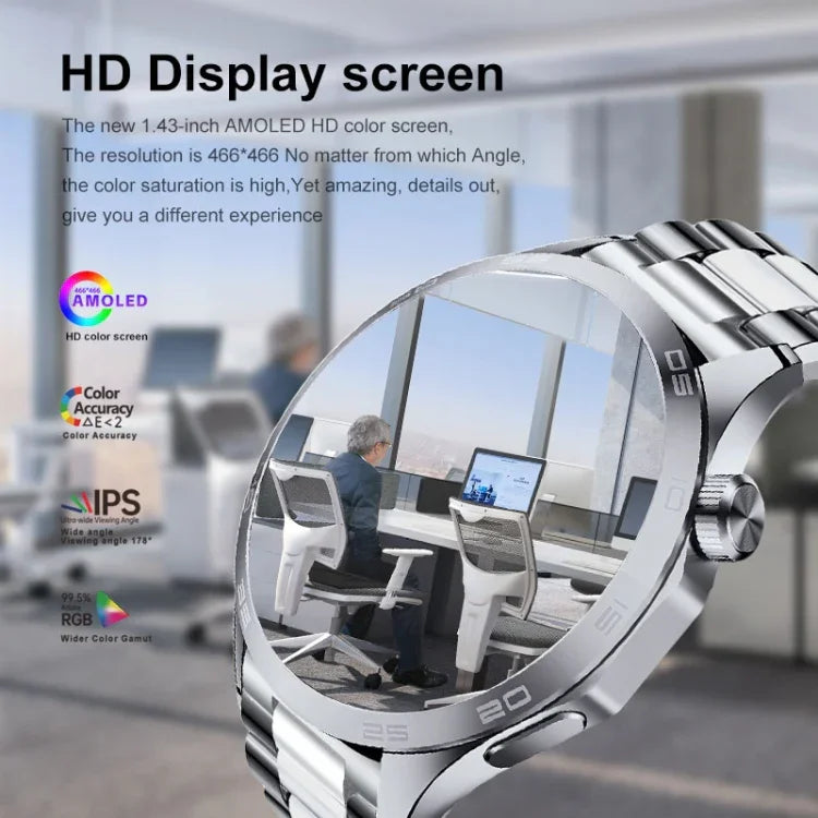 WS-26 1.52인치 IP67 스포츠 스마트워치, 블루투스 통화 / 수면 / 혈중 산소 / 심박수 / 혈압 건강 모니터 지원, 실리콘 스트랩, 스틸 스트랩, 가죽 스트랩